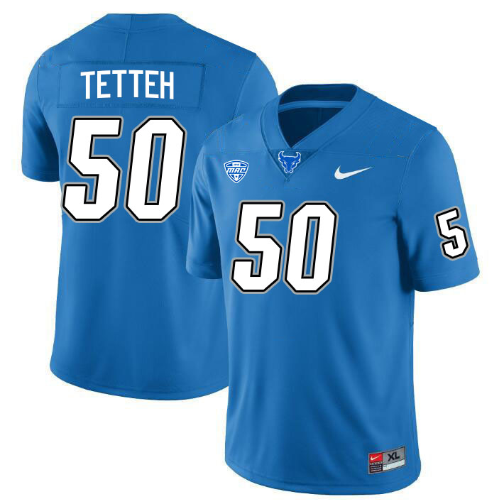 Buffalo Bulls #50 Michael Tetteh College Football Jerseys Stitched Sale-Blue